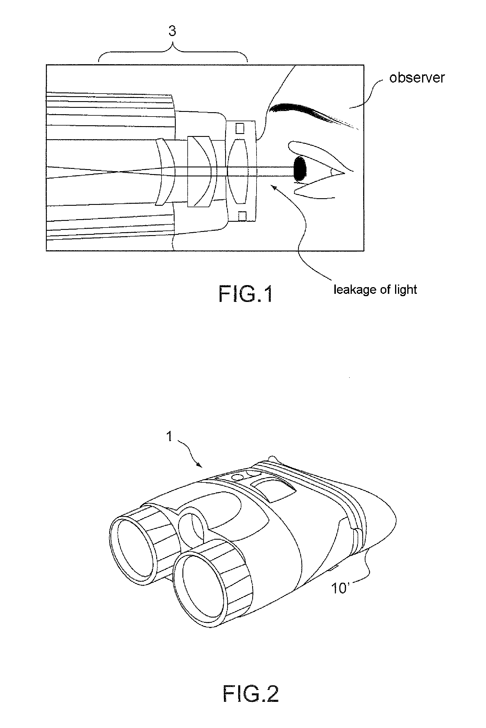 Active display imaging system provided with an eyecup