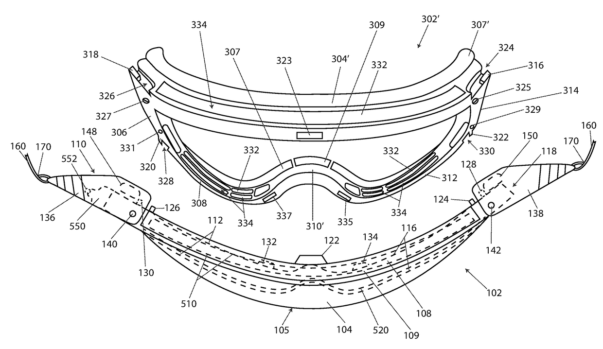 Goggle lens and face gasket engagement system