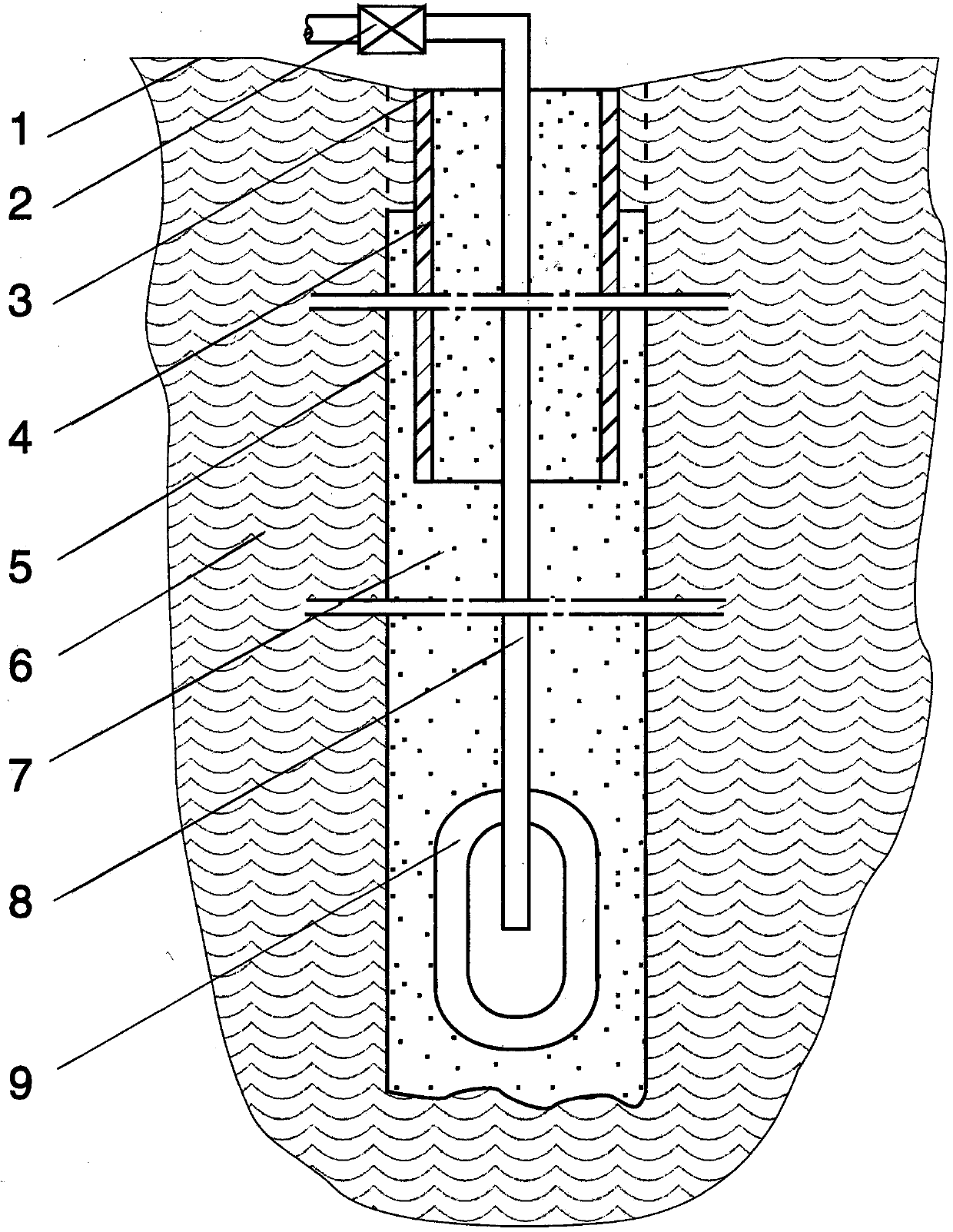 Sand filling, rainwater recharging and water storing method for waste motor-pumped well