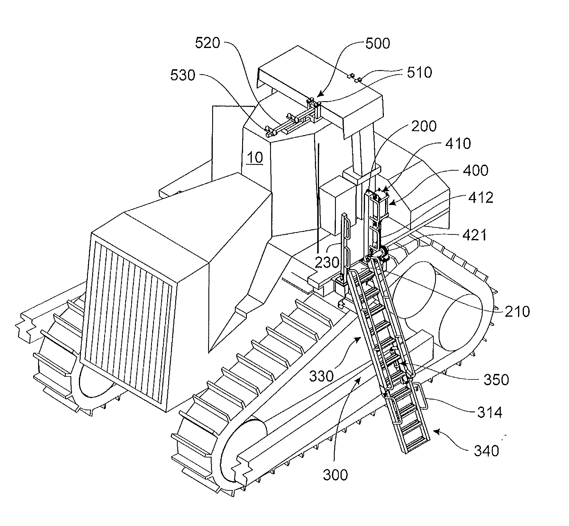 Ladder assembly for equipment