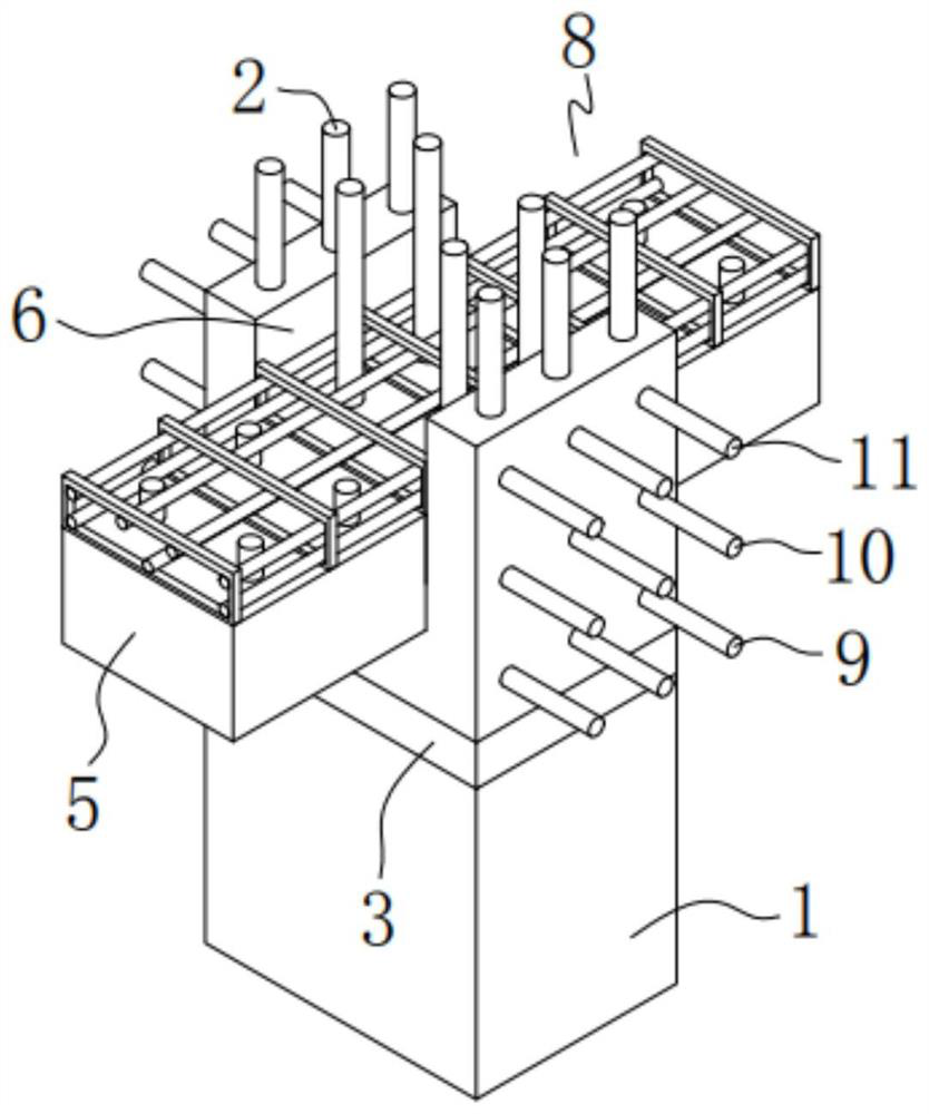 A post-tensioned anchorage node structure and construction method for pre-embedded insulation boards in lotus root beams of prefabricated buildings