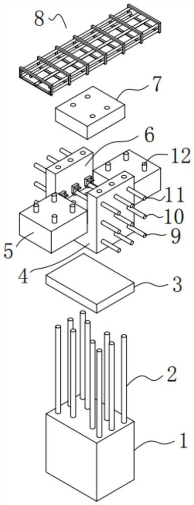 A post-tensioned anchorage node structure and construction method for pre-embedded insulation boards in lotus root beams of prefabricated buildings