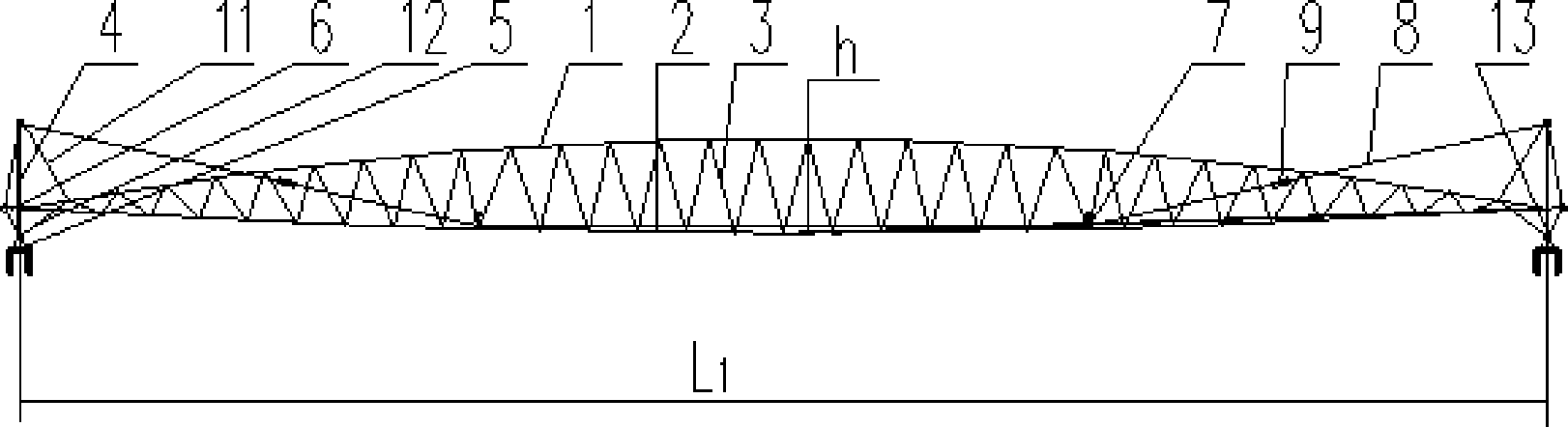 Roof with approximately quadrate plane and super large space pre-stressed steel grid structure and manufacturing method thereof