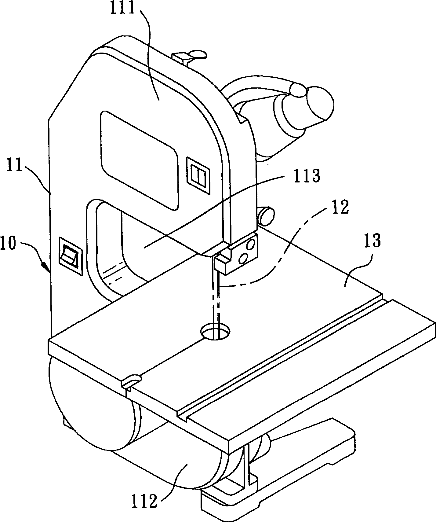 Band sawing machine with rotating angle