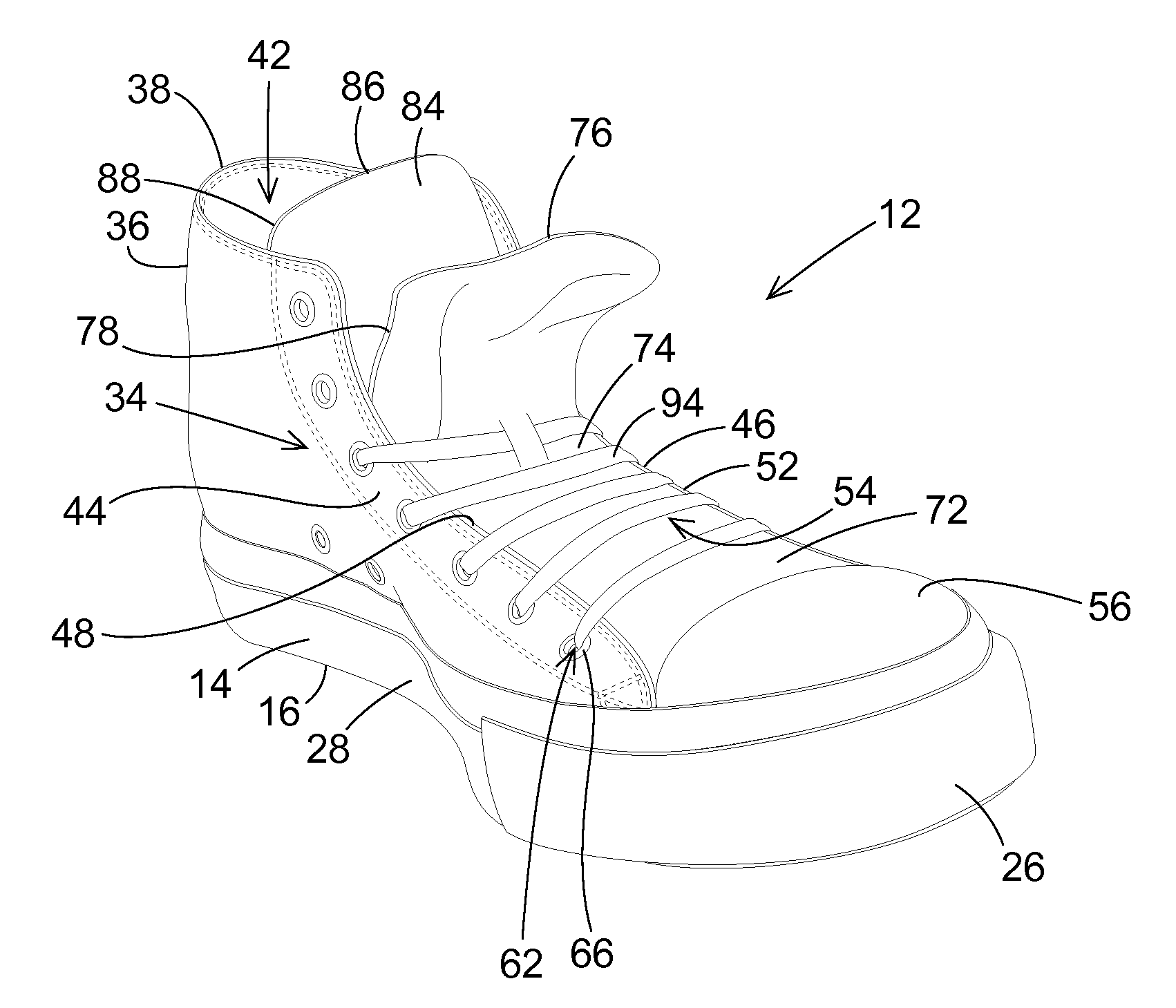 Shoe construction with double tongue