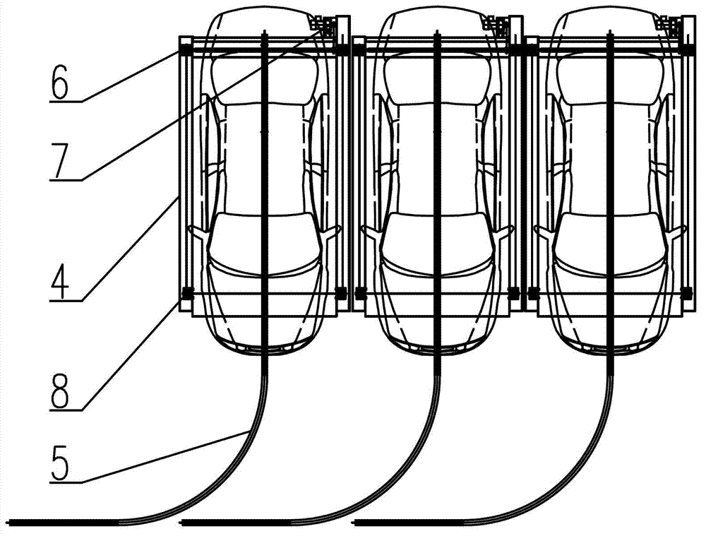 Lifting arc-moving type parking equipment