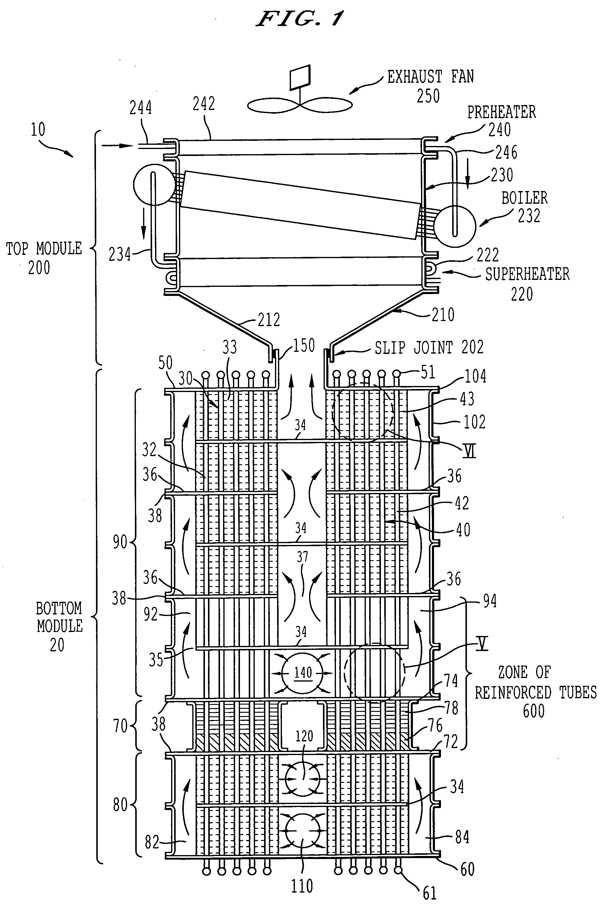 Heat exchanger having plural tubular arrays