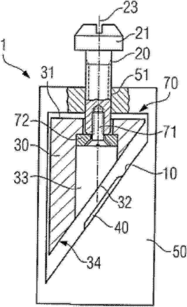 Connecting and clamping device for conductive body, particularly conductive body with wire nose