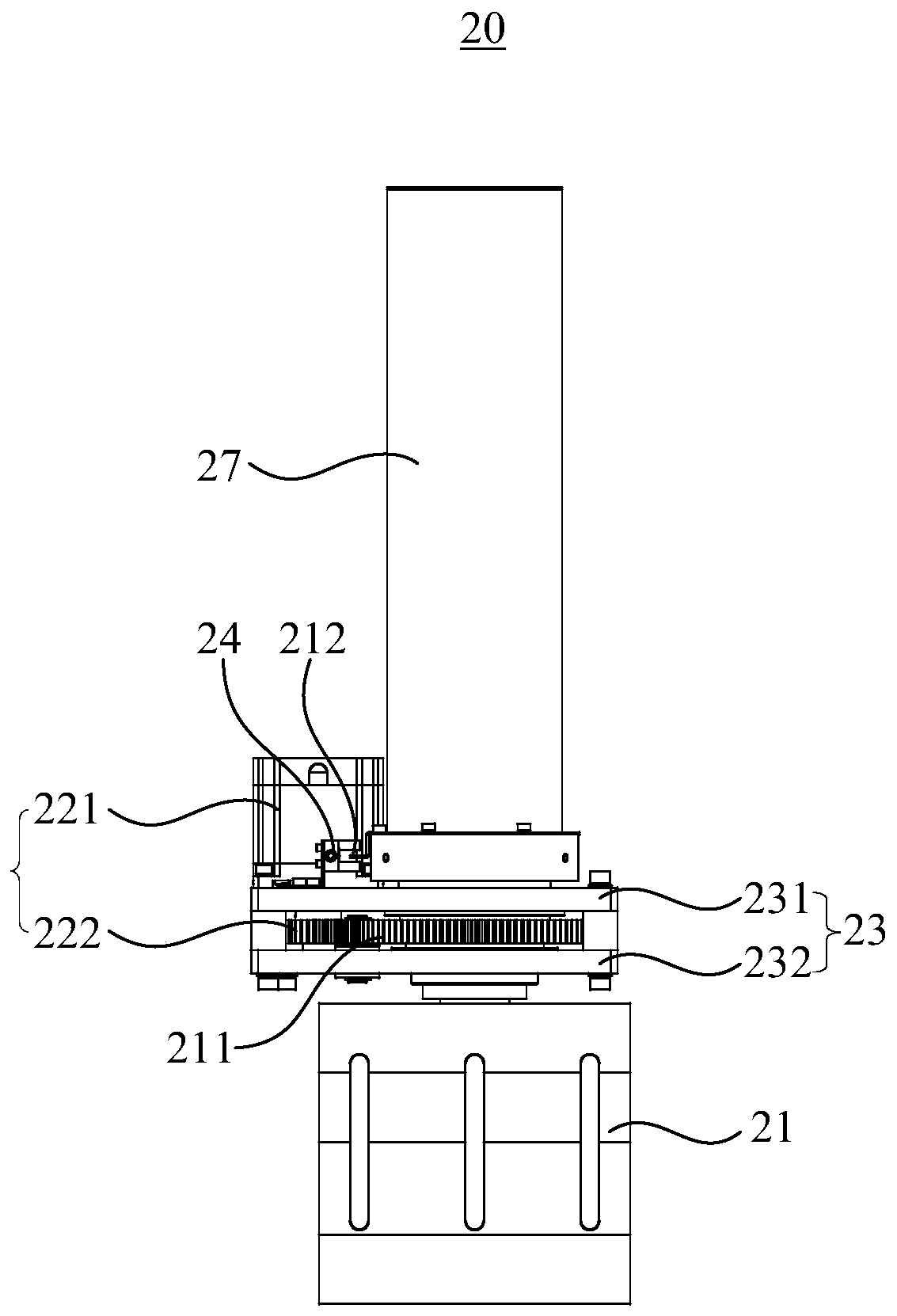 Food slitting device and baking machine