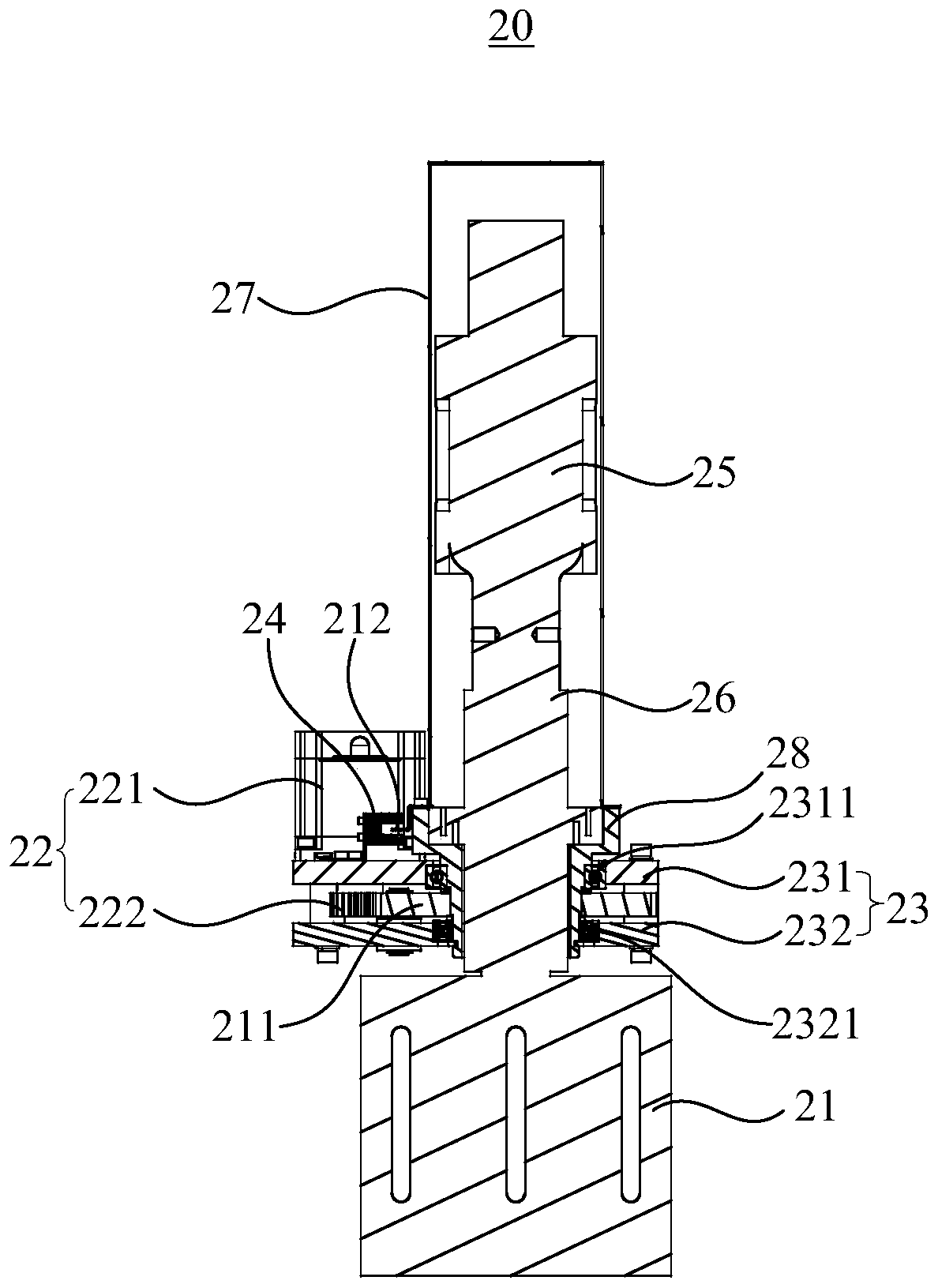 Food slitting device and baking machine