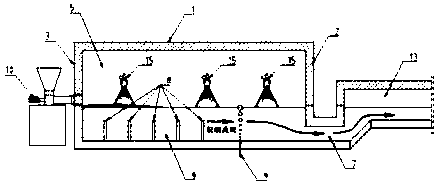 Glass fiber tank furnace structure and glass smelting method