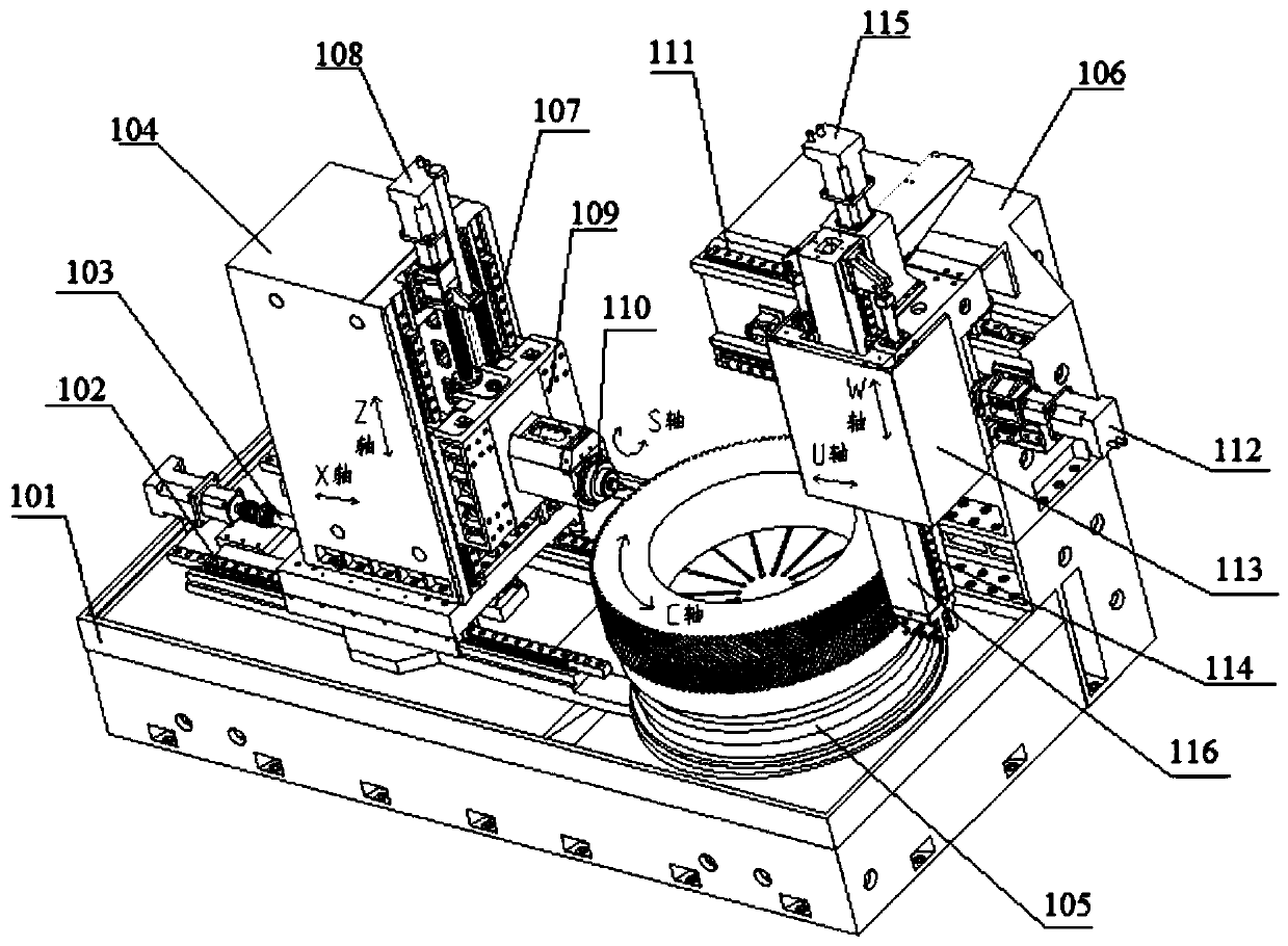 A kind of herringbone gear processing device and its turning and milling method