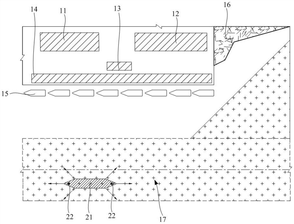 Inshore underwater slope bedrock blasting excavation construction method and blasting charging structure