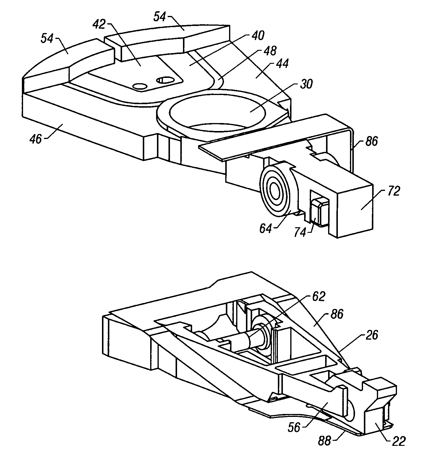 Tilt focus mechanism for an optical drive