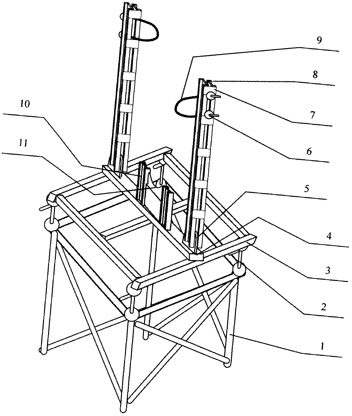 Construction method for abutting high-altitude long-span roof pipe trusses by adjustable temporary support