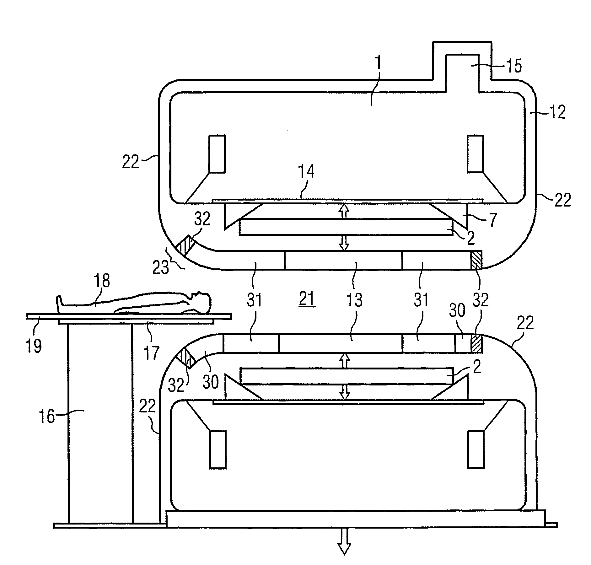 Encapsulation of a magnetic resonance tomography device for attenuation of low sound frequencies