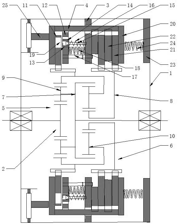 Single-actuator two-gear planetary gear transmission