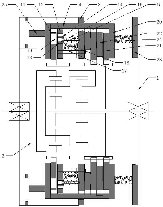 Single-actuator two-gear planetary gear transmission