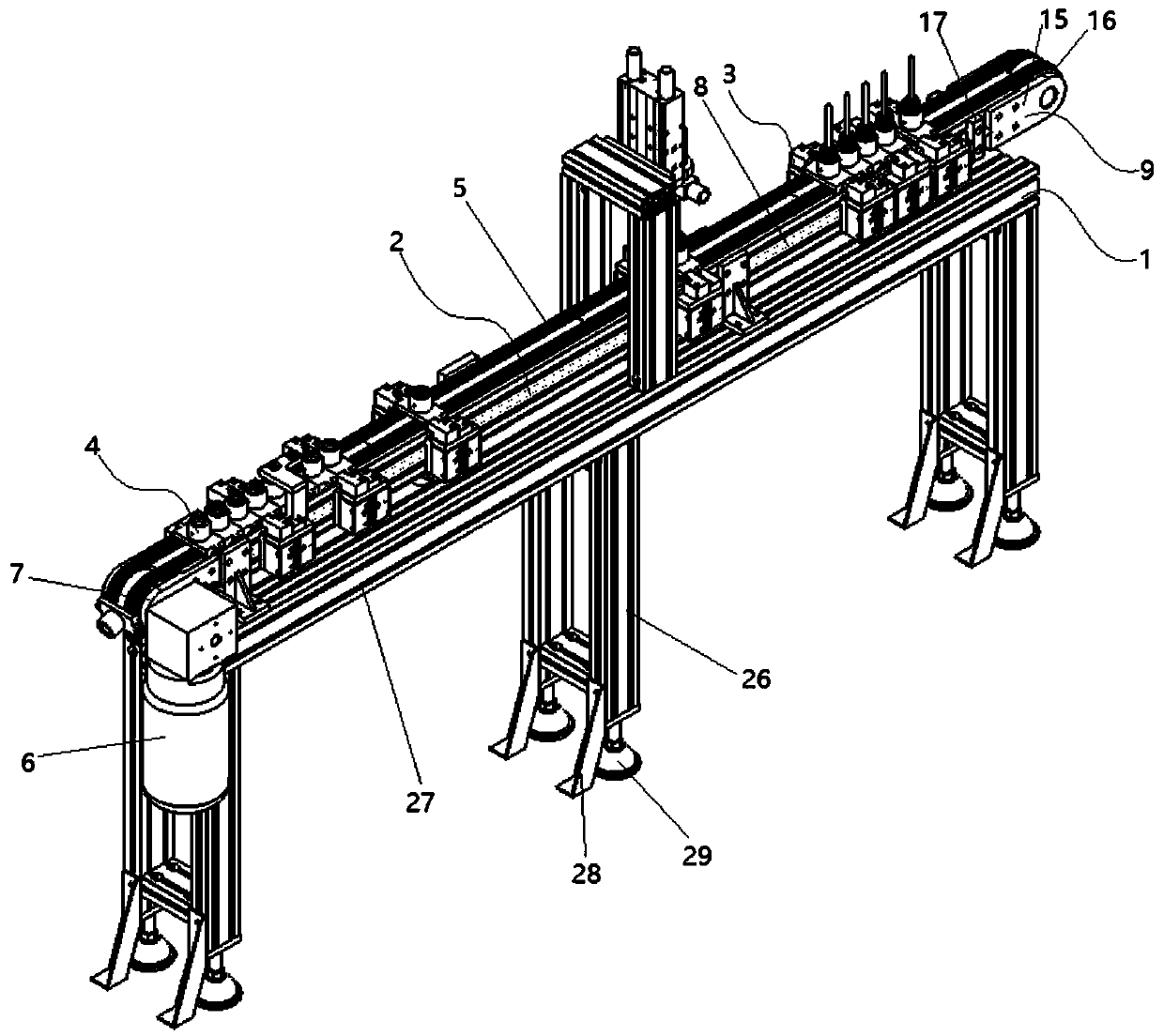 Synchronous belt conveying device