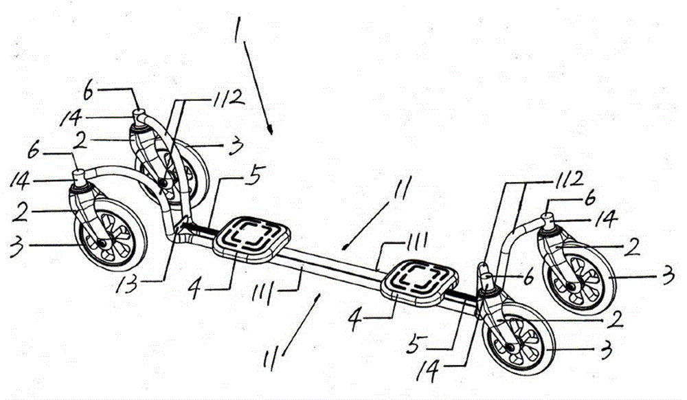 Four-wheel surf skateboard