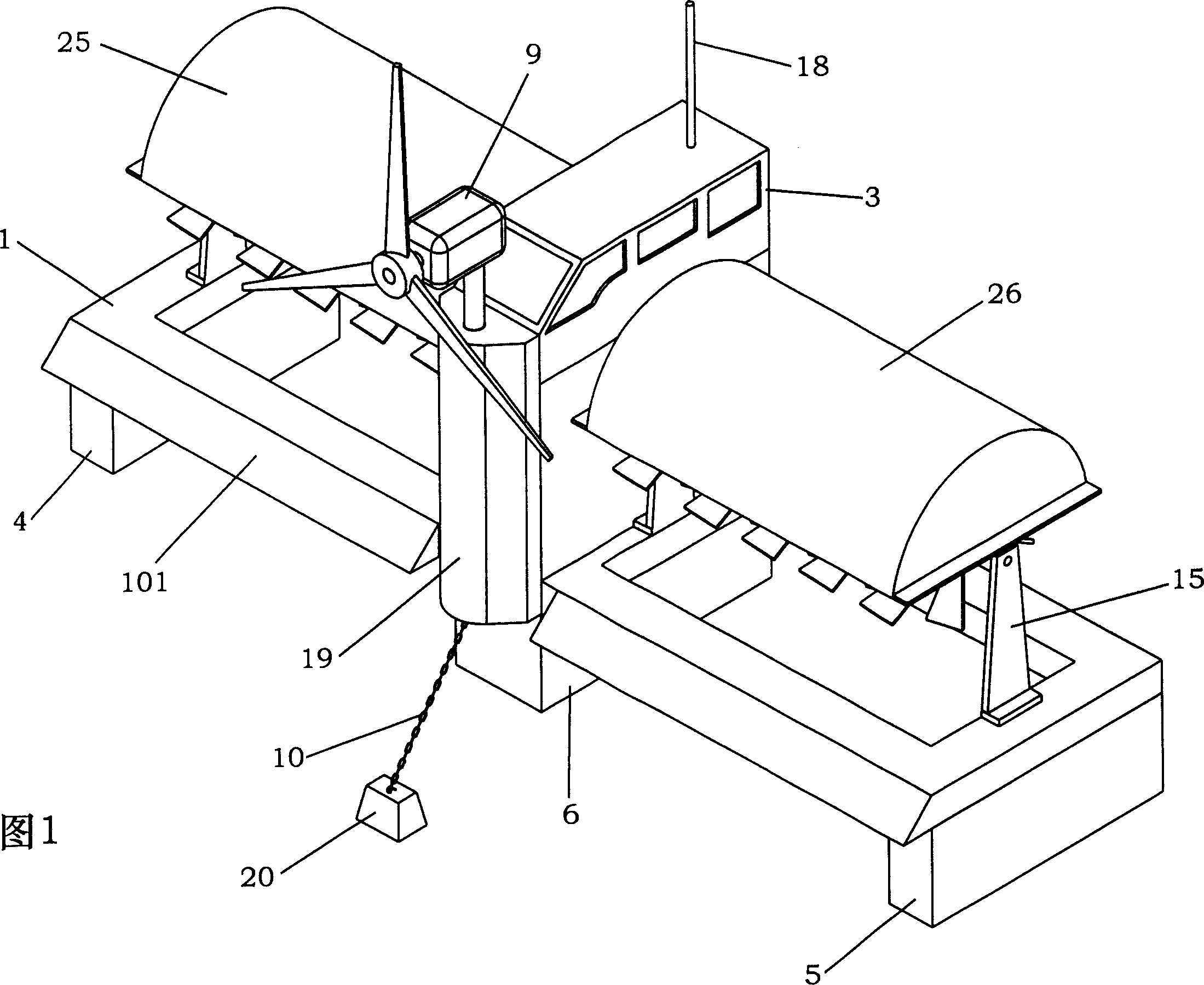 Submerged floating type wind wave power generation ship