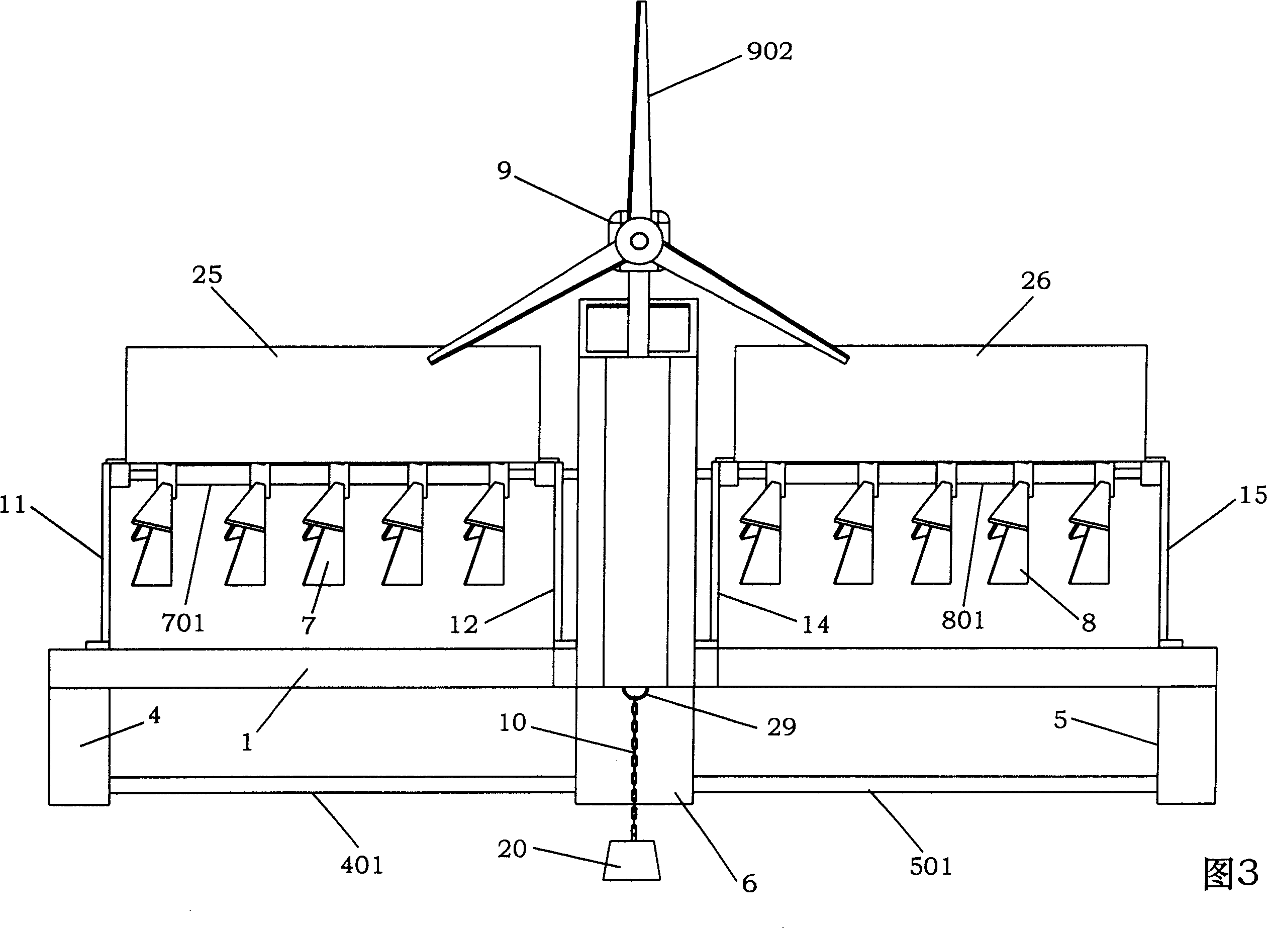 Submerged floating type wind wave power generation ship