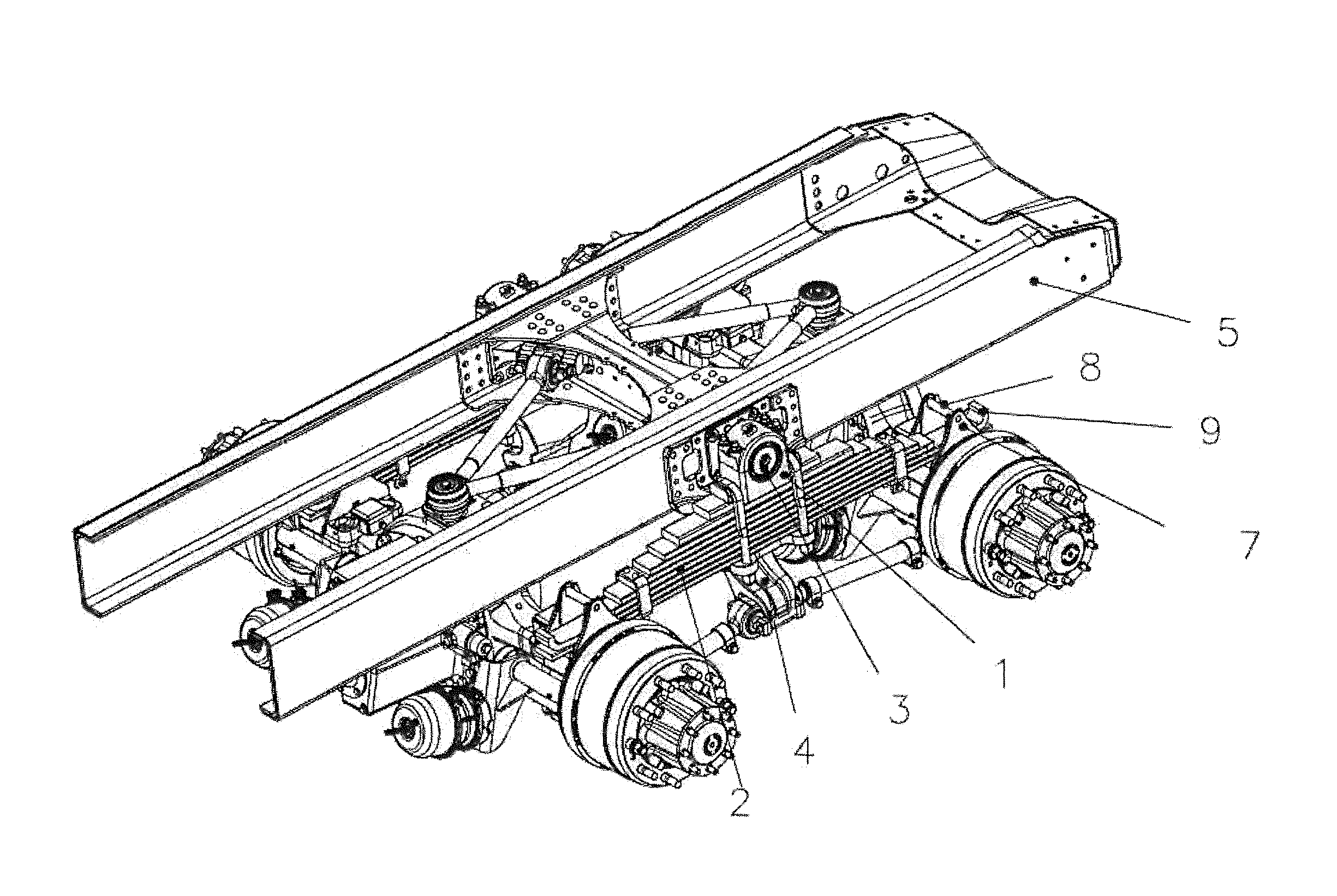 Rear bogie-type suspension