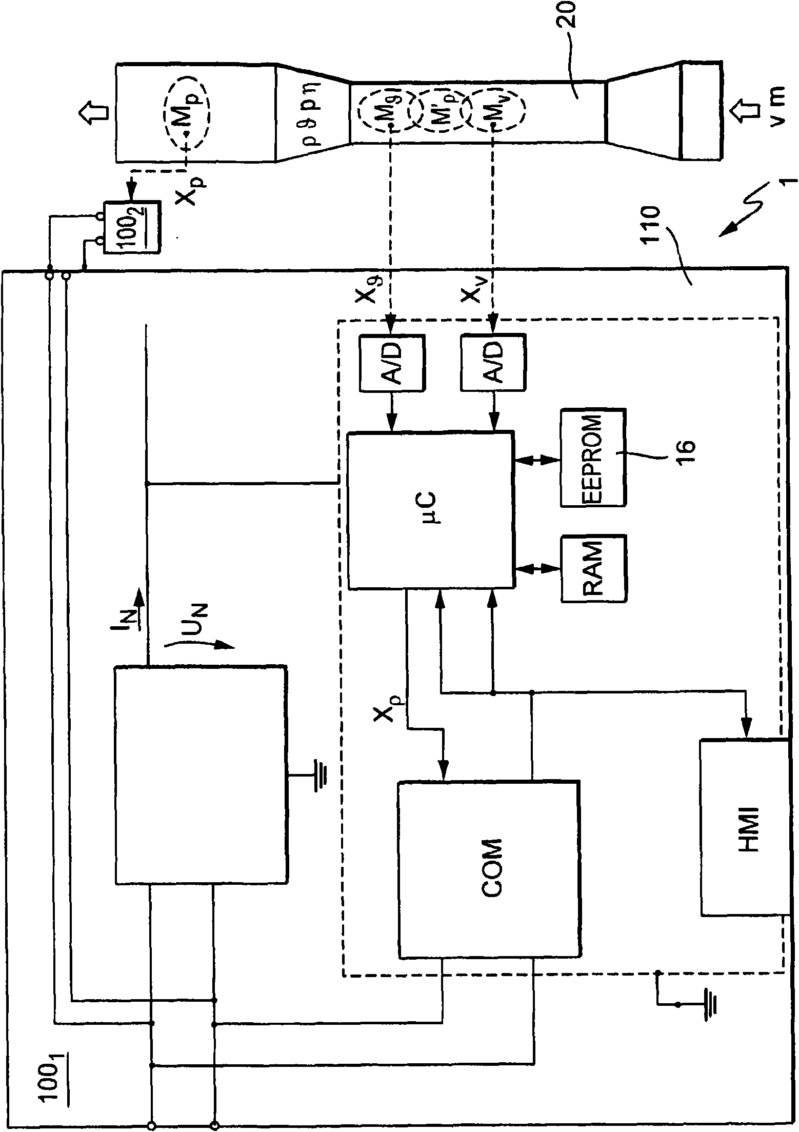 Measuring system for a medium flowing in a process line