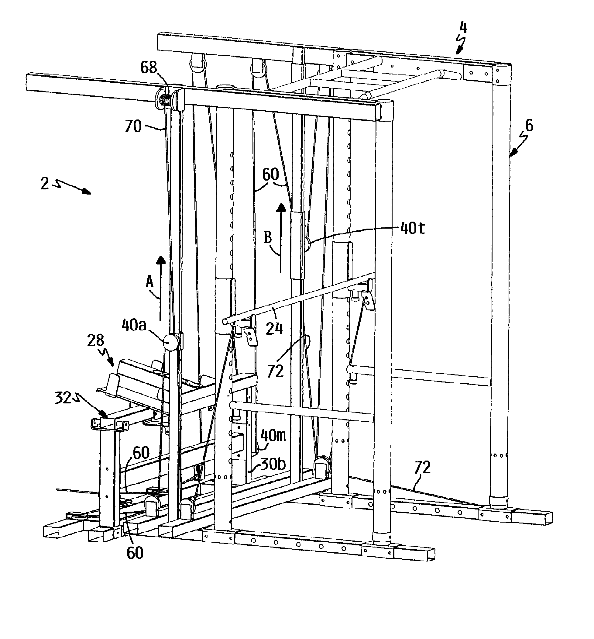 Exercise machine for providing weight lifting exercises similar to those provided by a free weight barbell