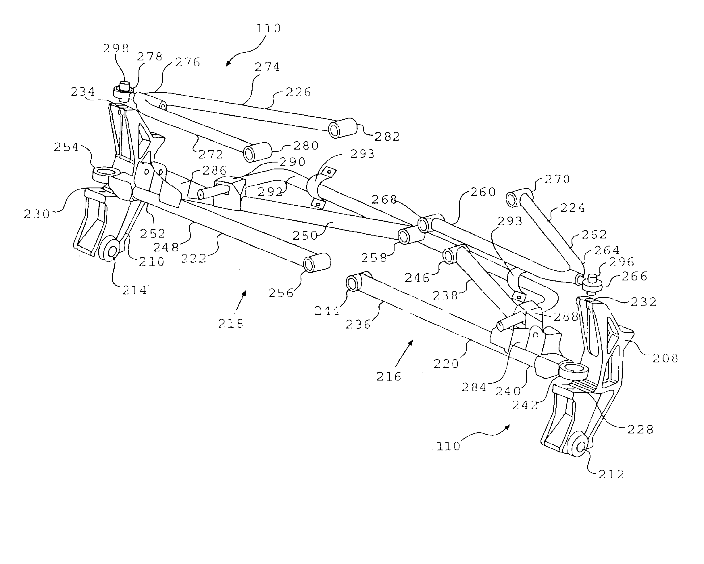 Front suspension with three ball joints for a vehicle