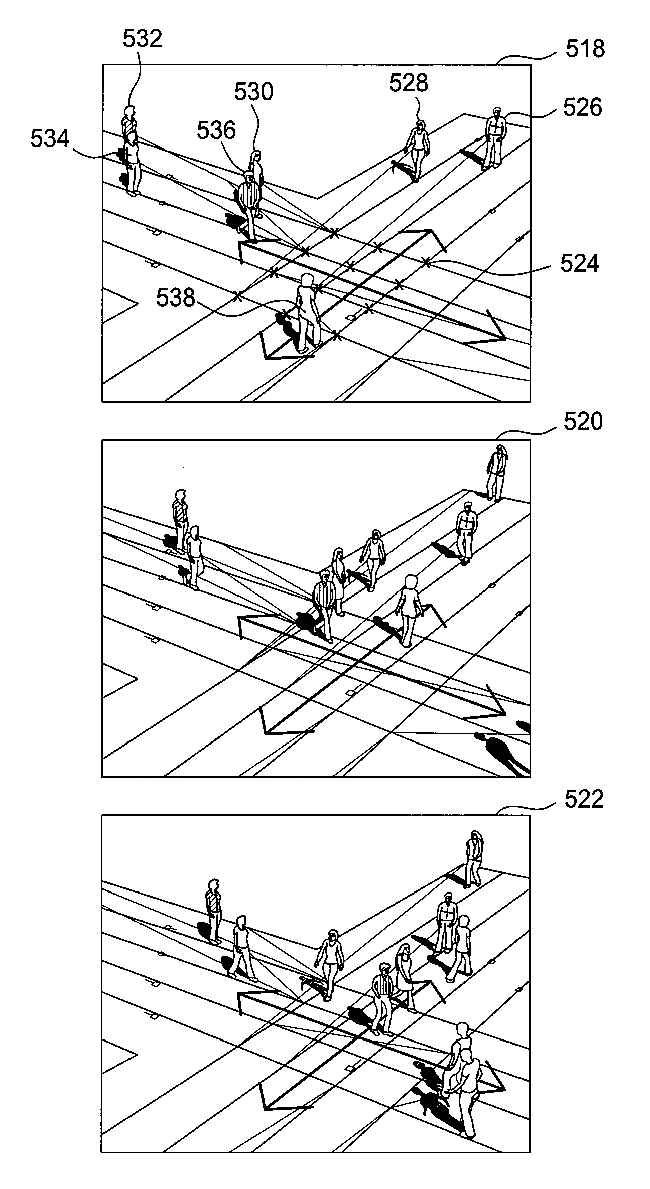 Dynamic collision avoidance for crowd simulation over structured paths that intersect at waypoints