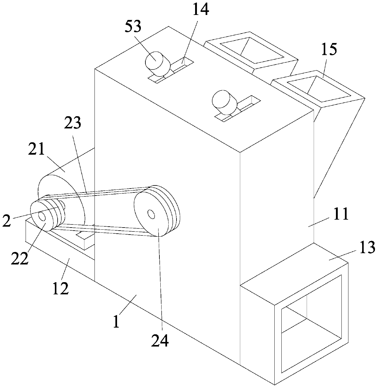 Crushing machine of raw material for preparing wood shaving artificial board