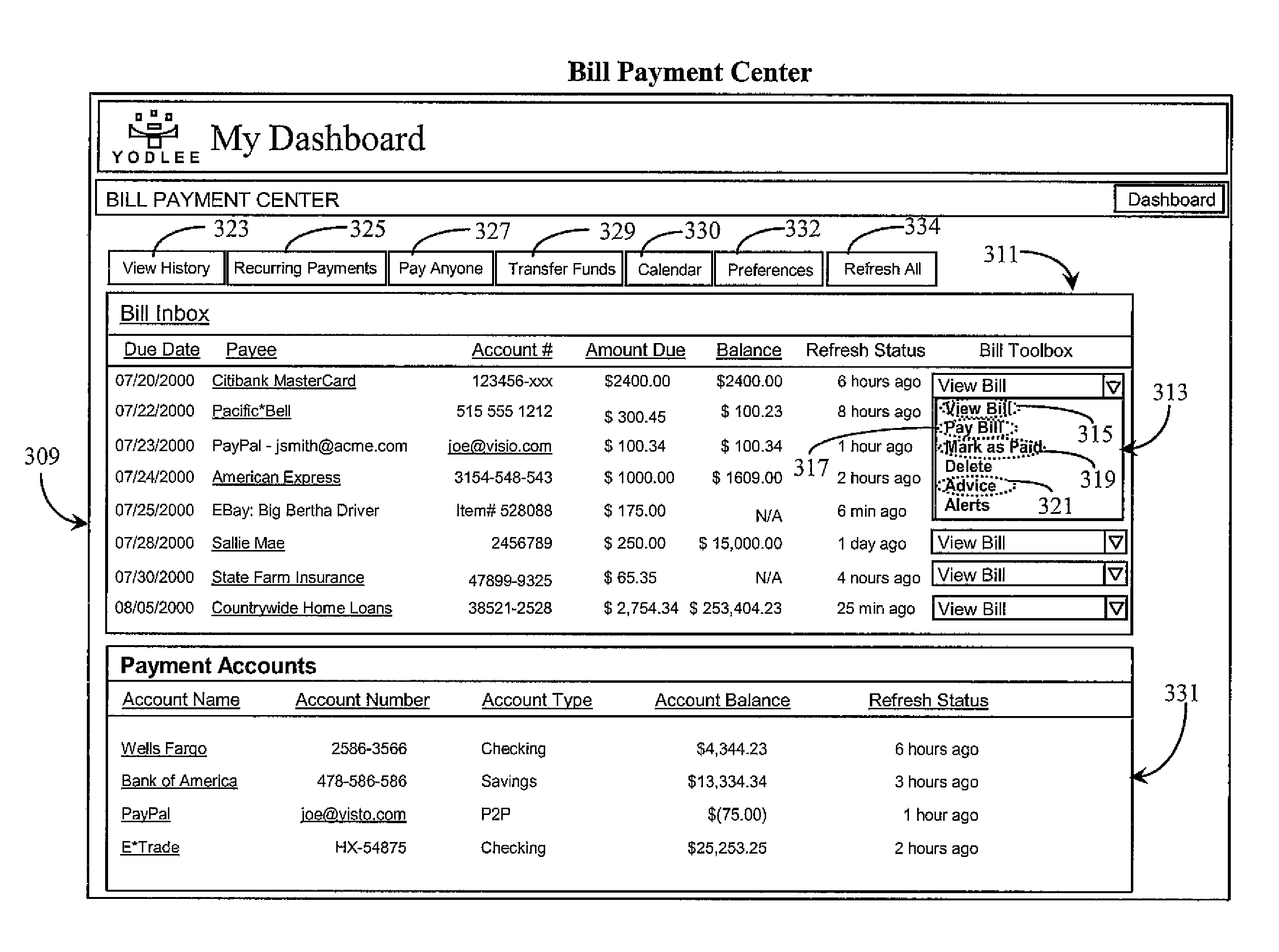 Interactive bill payment center