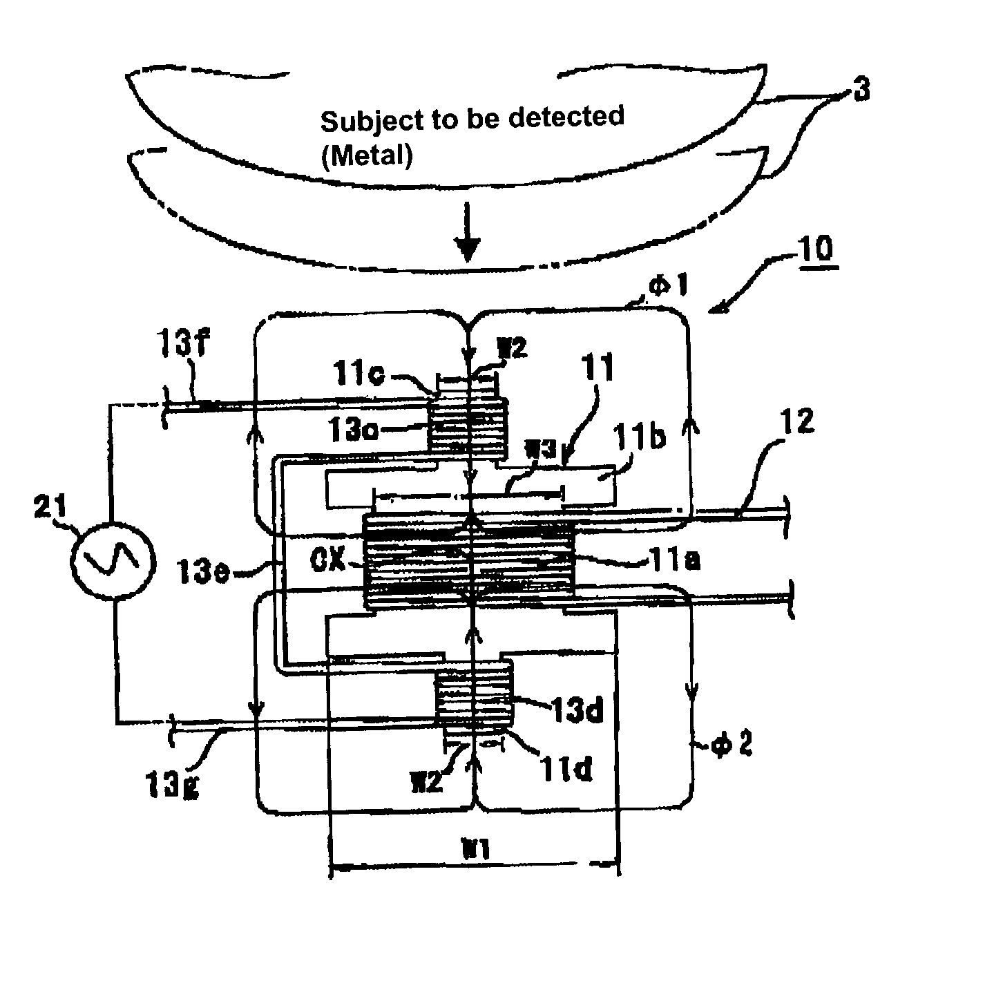 Magnetic displacement sensor device and method for detecting displacements