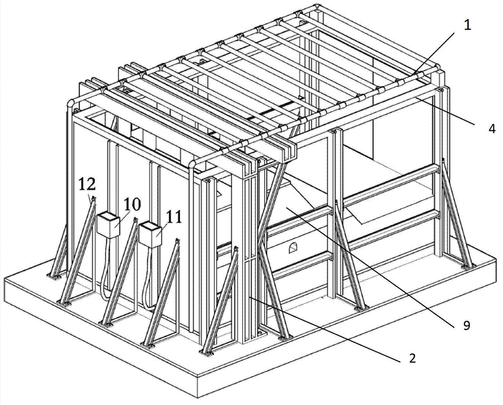 Side slope mining model testing device and method under action of surface and underground water