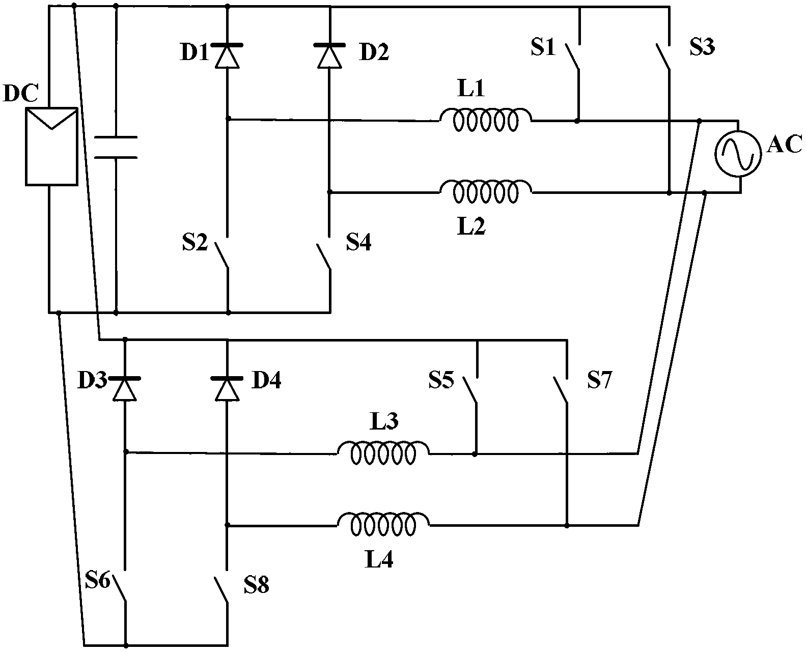 Interleaved parallel switch full-bridge inverter and interleaved parallel control method