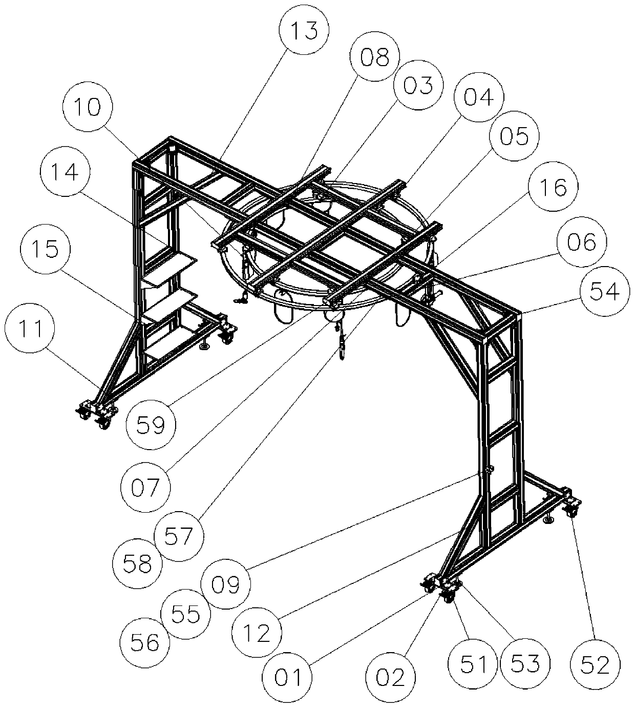 Multifunctional integration device capable of riveting conical cabin section