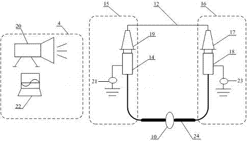 High-frequency voltage and superposed power-frequency current type cable accessory aging test device