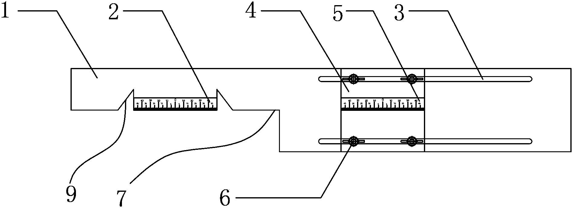 Marking device for allowance lines and inspection lines in hull construction