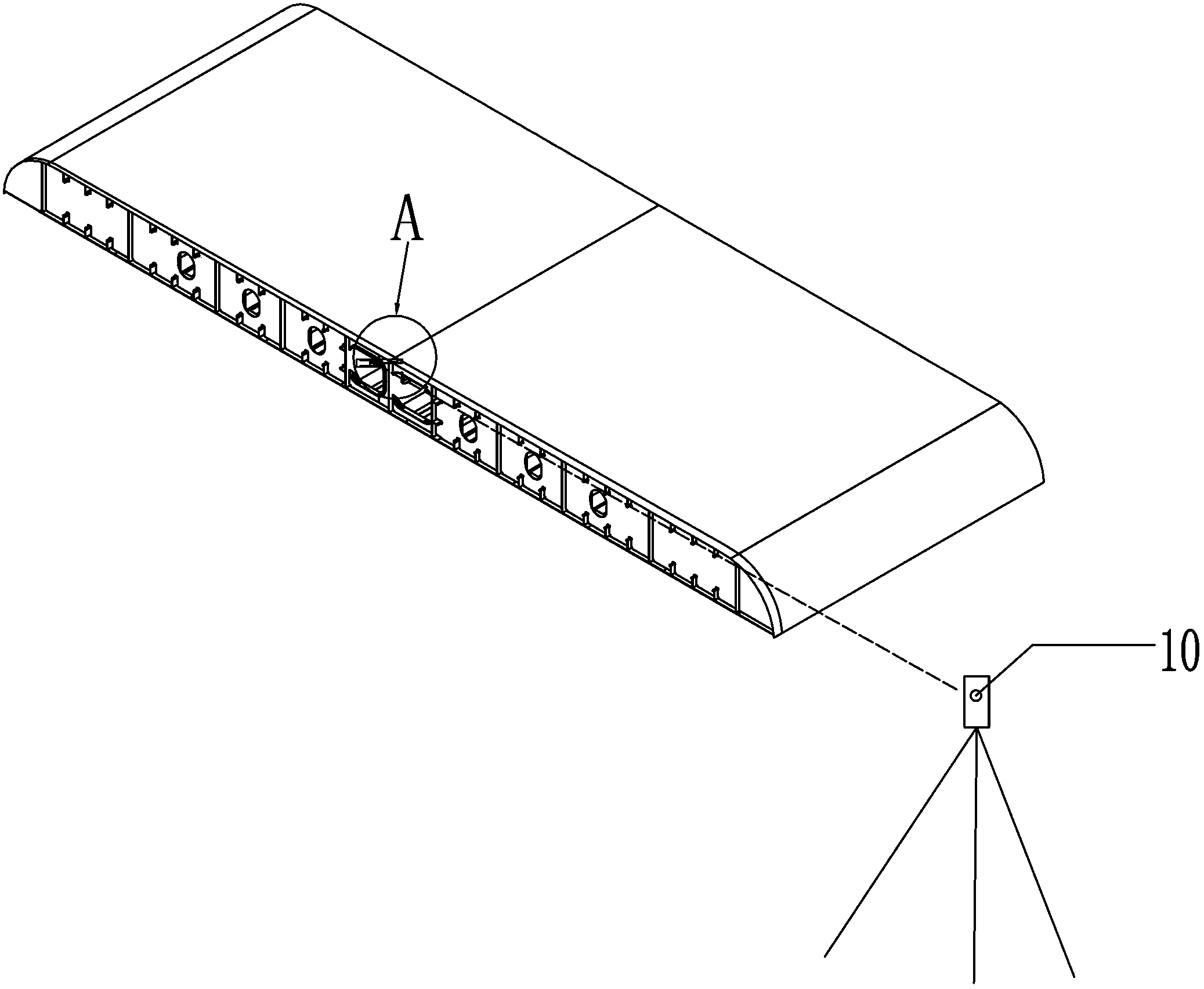 Marking device for allowance lines and inspection lines in hull construction