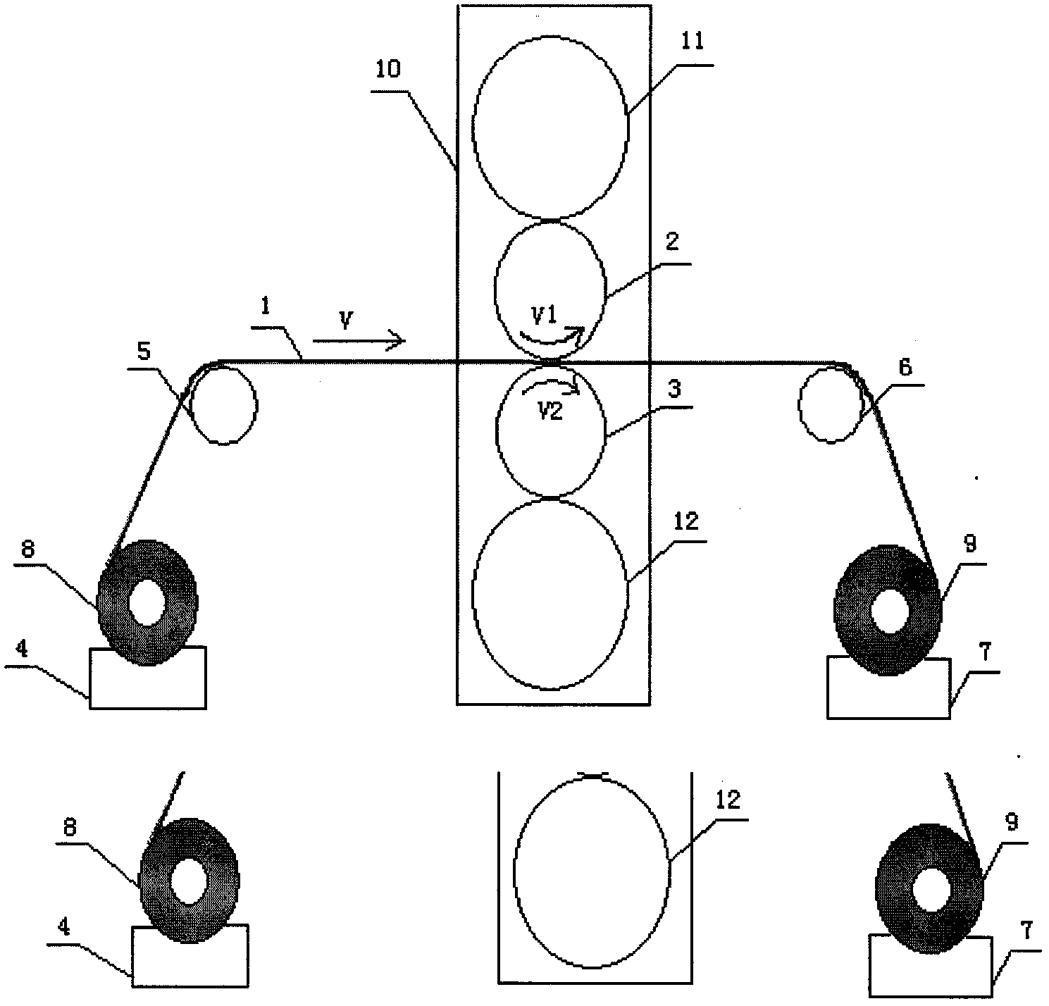 Method and device for differential leveling and rust removing of hot-rolled steel plate