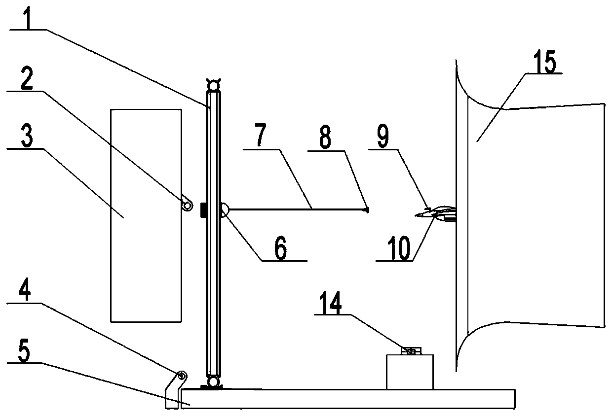 Test device for dynamic characteristics of low-speed wind tunnel aerial refueling hose-taper sleeve