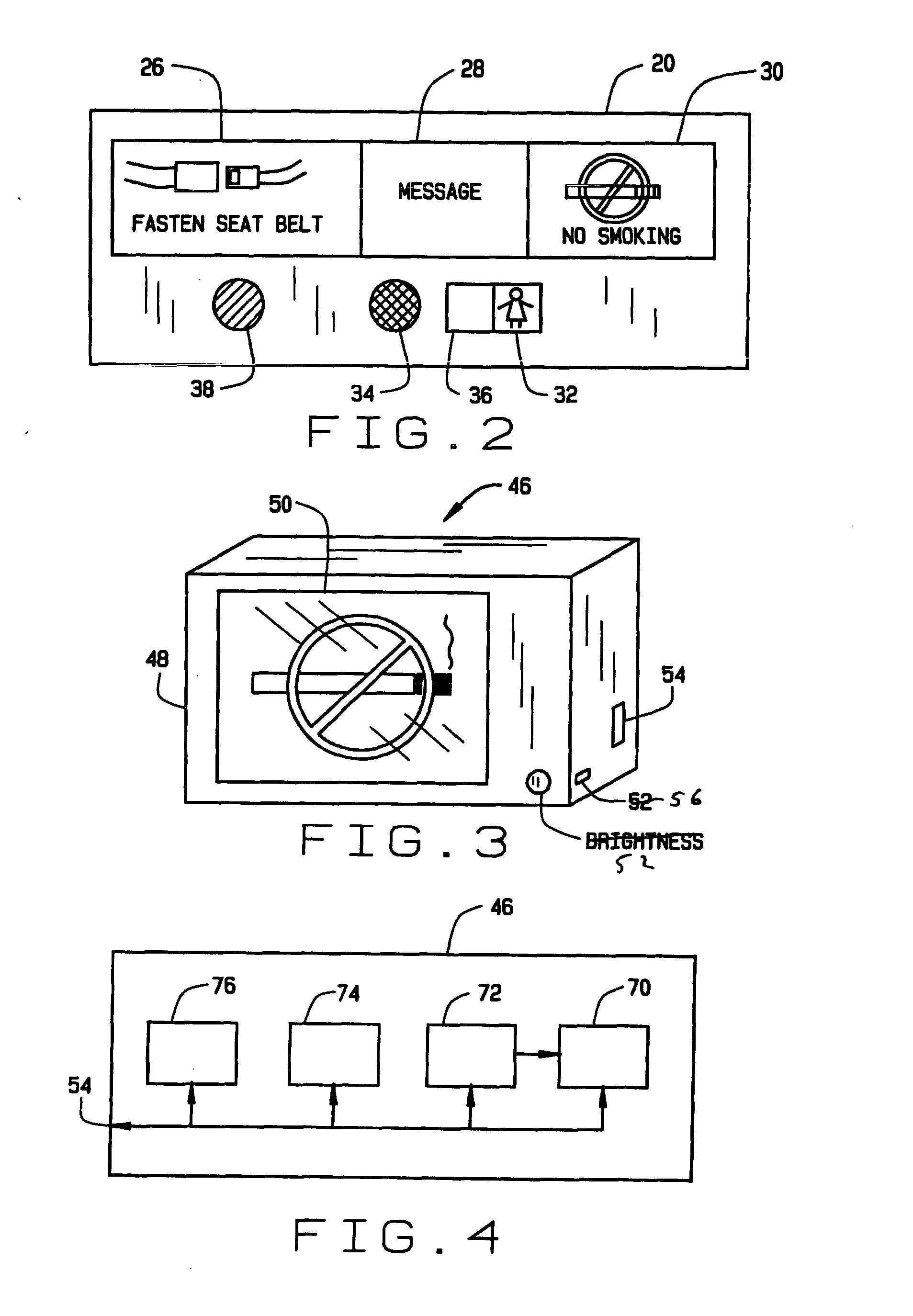 Electroluminescent programmable signs for use onboard an aircraft