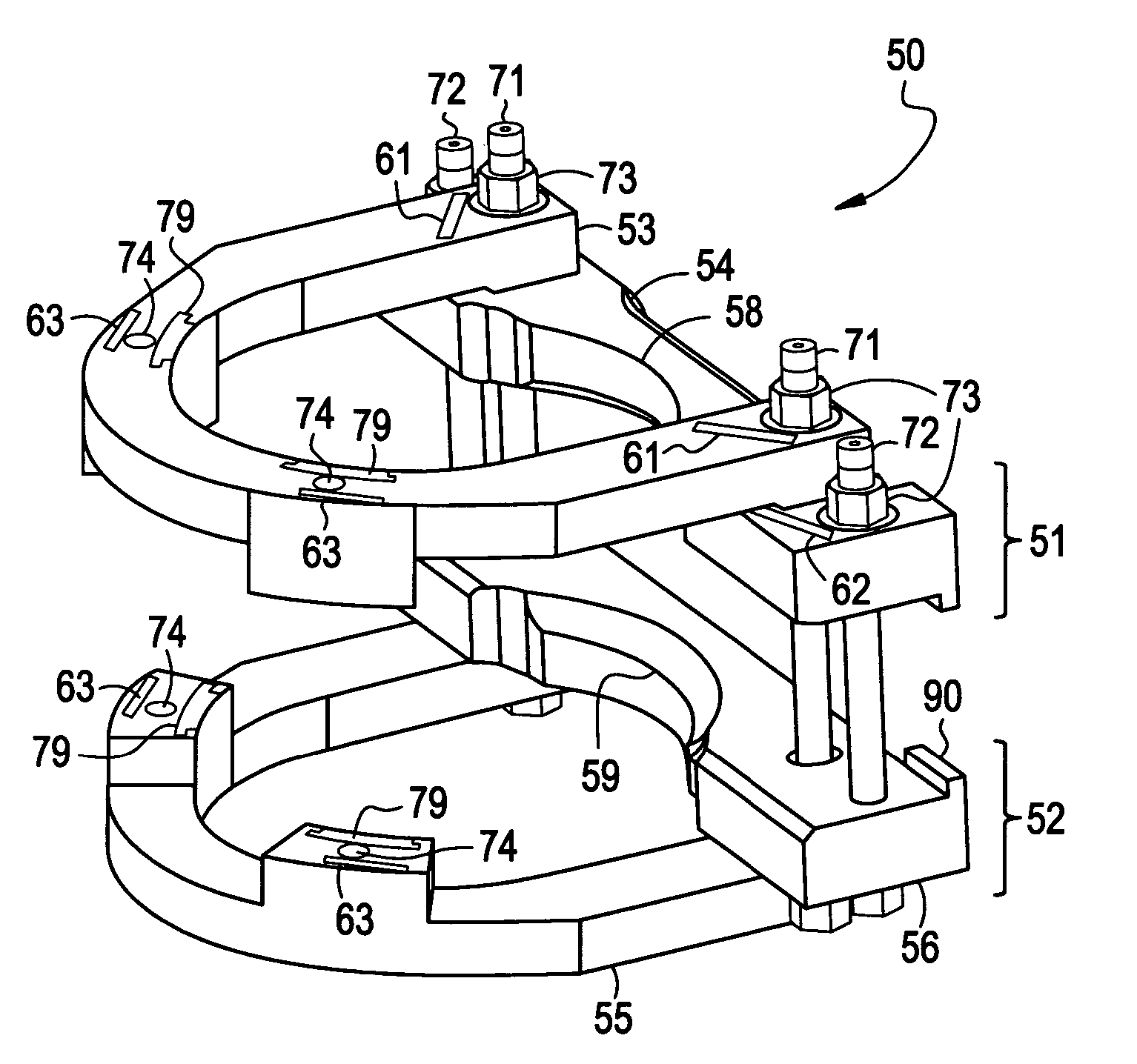 Method and apparatus for clamping a riser brace assembly in nuclear reactor