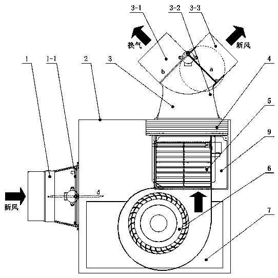 Fresh air machine with multi-duct switching structure and duct switching method