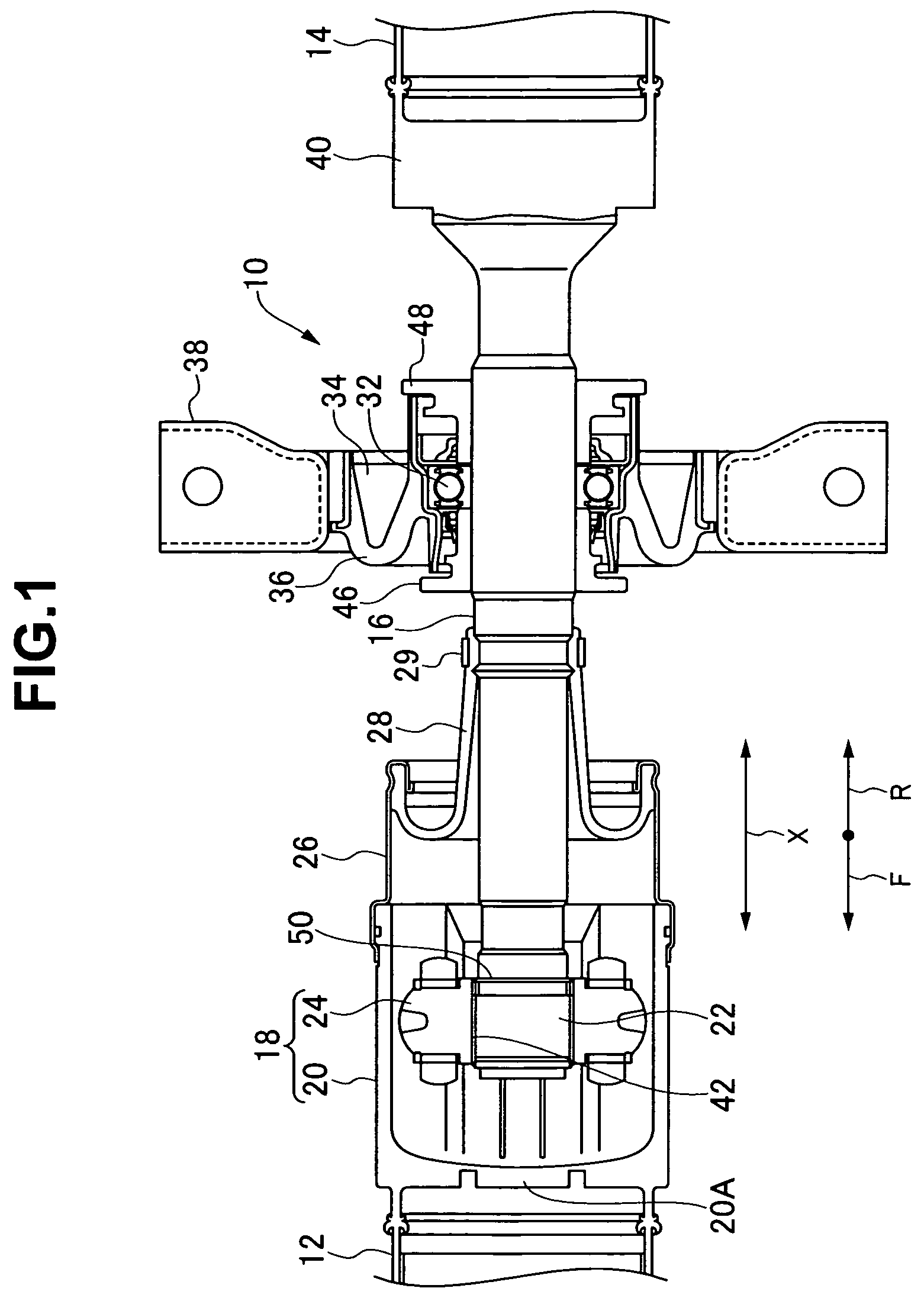 Shock absorbing structure of propeller shaft