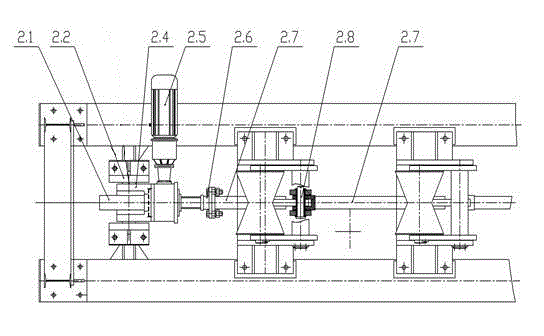 Mandrel screw-on machine pre-screwing and auxiliary machine device