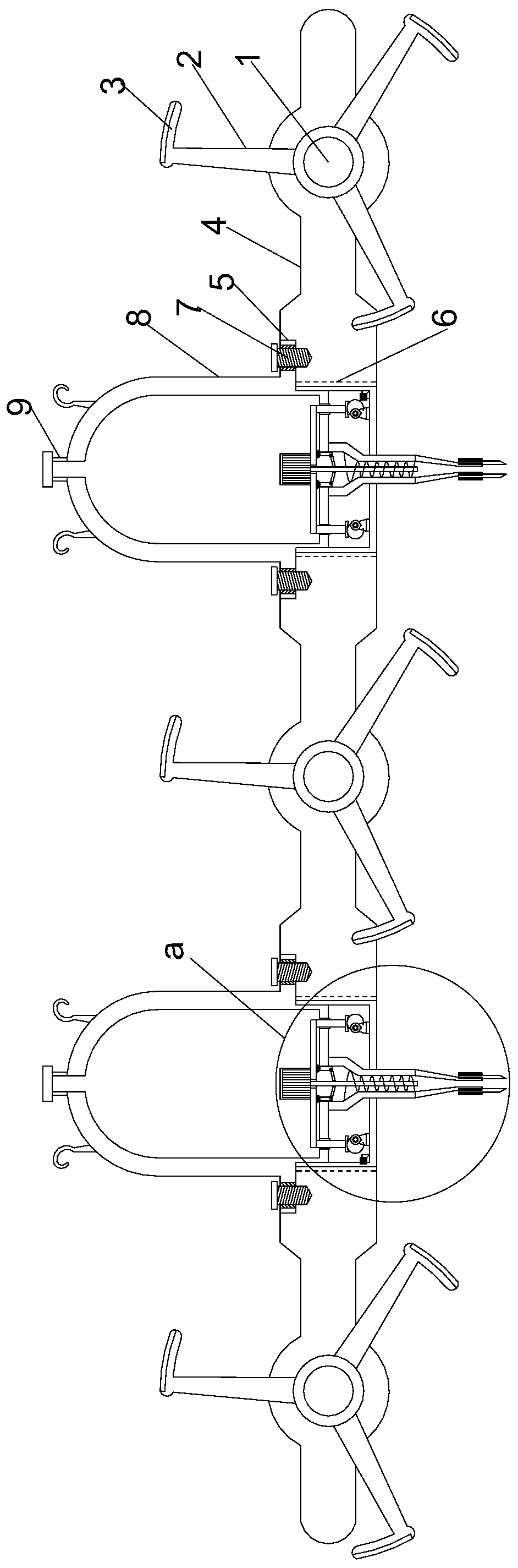 A depth-controlled injection type agricultural fertilization device