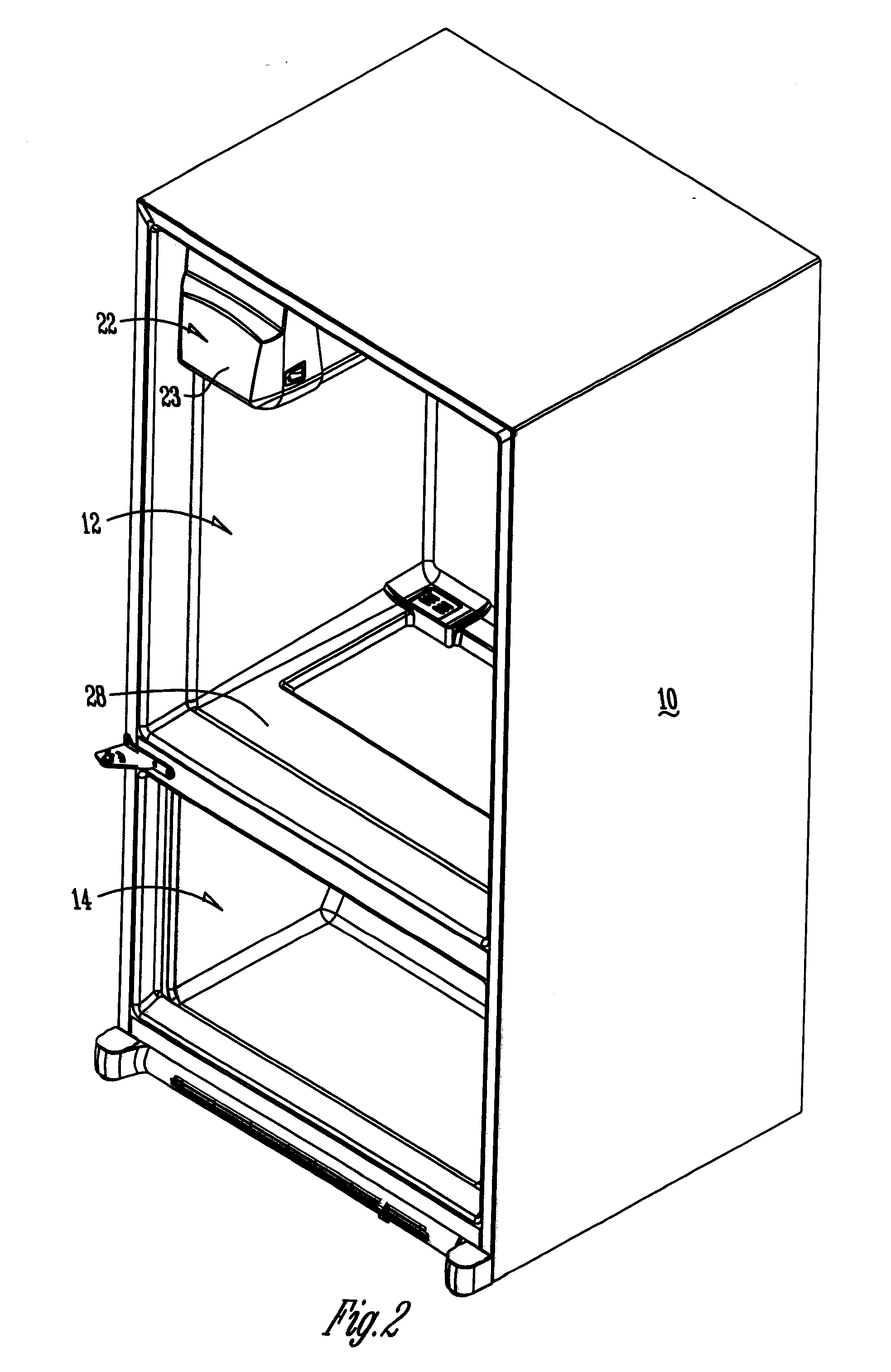 Refrigerator ice compartment with intermediate temperature