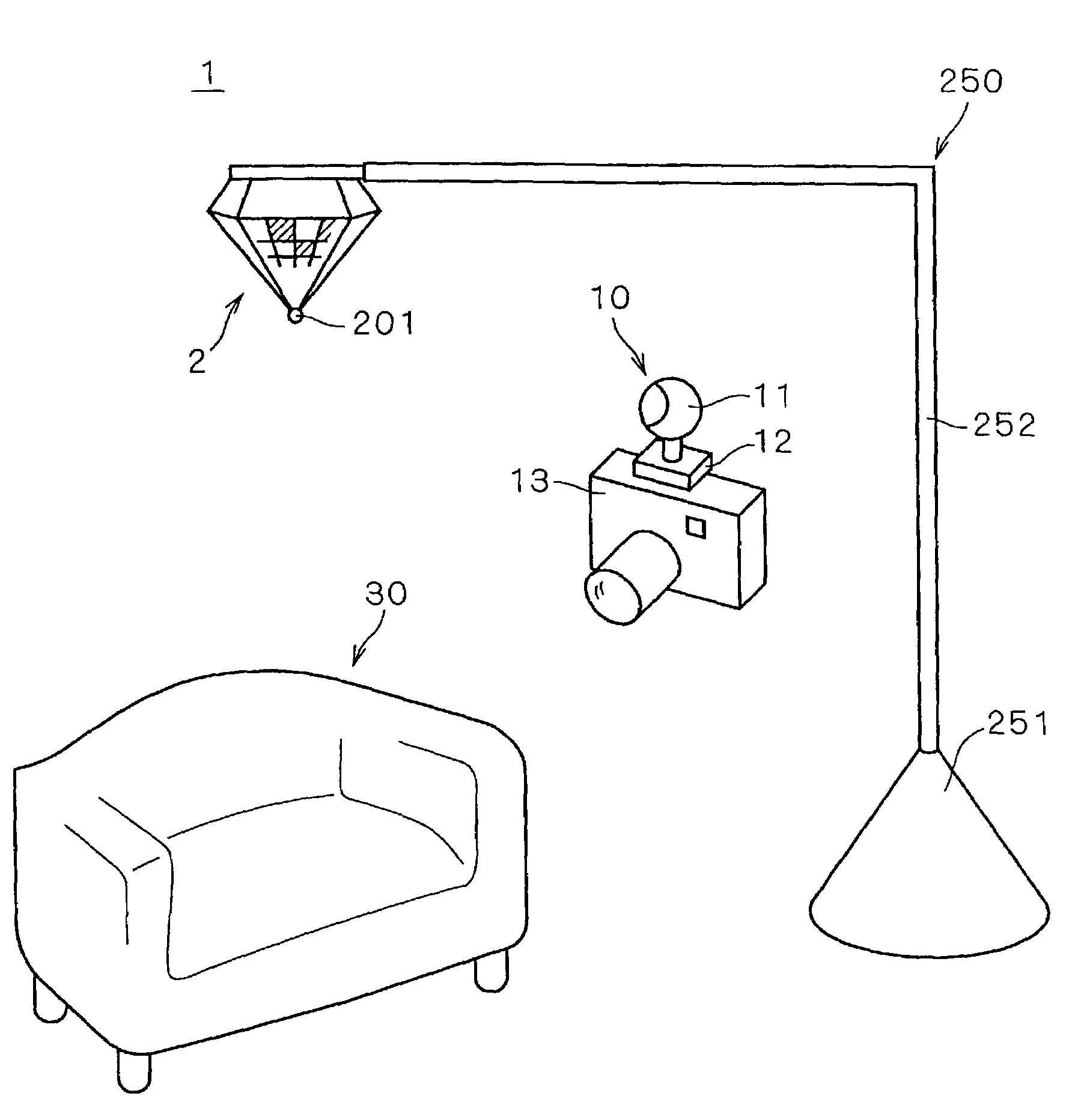 Image pickup system employing a three-dimensional reference object